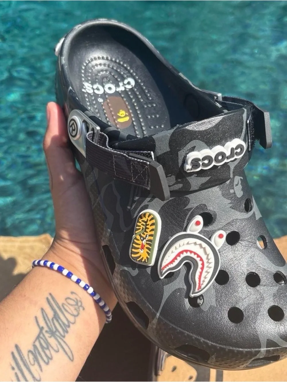 CROCS Kids Black Camo Classic Clog with Jibbitz